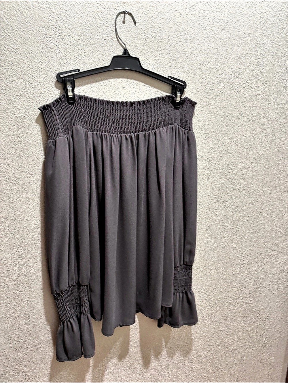 Gray Off-Shoulder Blouse